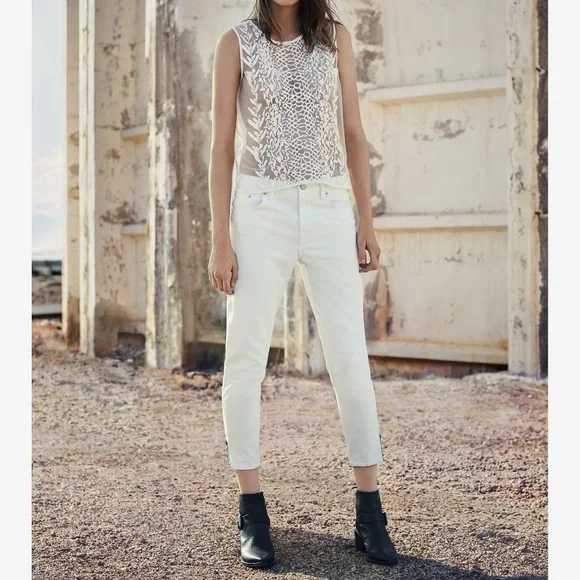 AllSaints Jasper Denim Jeans Cropped Ankle Zip - Picture 1 of 12